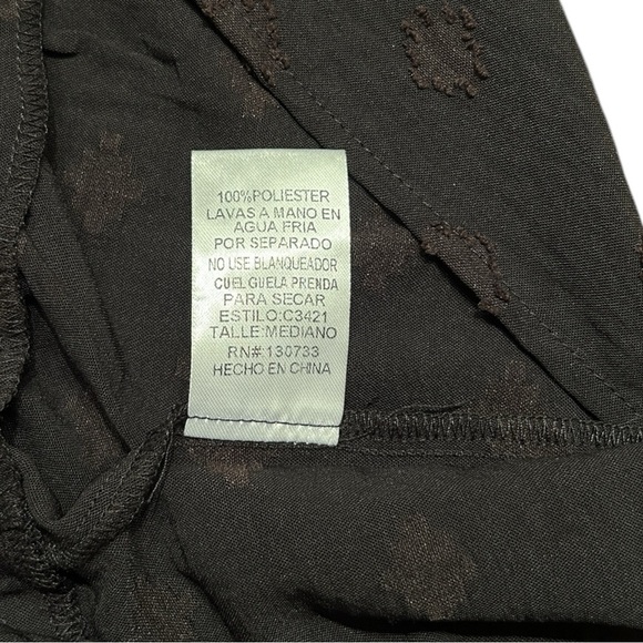 UMGEE Black Swiss Dot Mini Dress sz M Ruffles Balloon Sleeve Smocked Yoke #C3421 - Picture 10 of 10